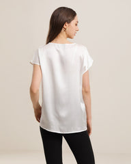 Women's Round Neck Short Silk T-Shirt