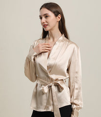 V-Neck Silk Blouse with Belt