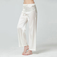 Women's Simple Casual Straight Leg Silk Sleep Night Pants