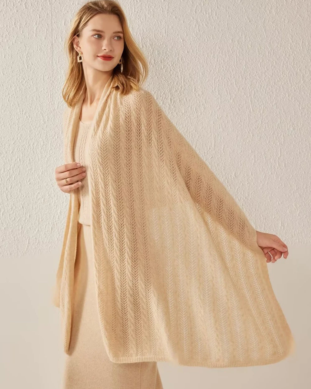 Classic Cashmere Wrap Scarf, Camel