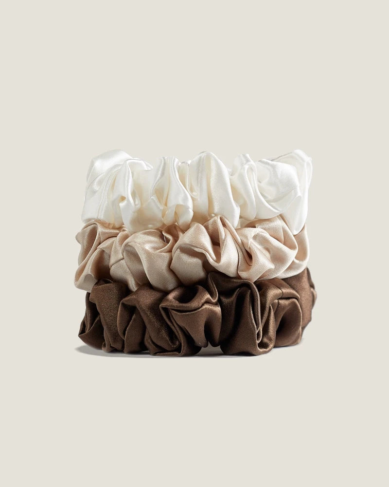 3PCS 3.5 CM Midi Silk Hair Loop Scrunchies Set