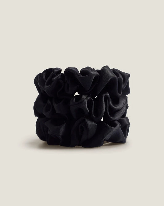 3PCS 3.5 CM Midi Silk Hair Loop Scrunchies Set, Black