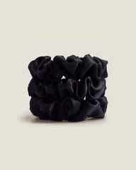 3PCS 3.5 CM Midi Silk Hair Loop Scrunchies Set, Black