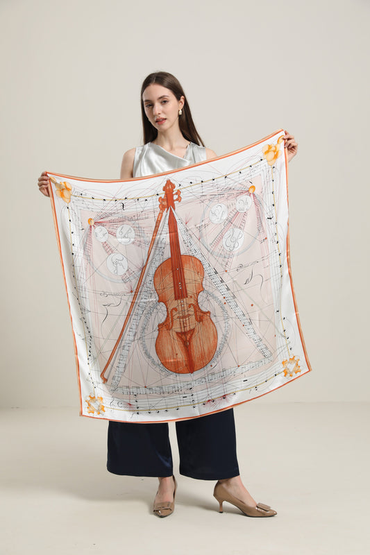 Elegant Silk Violins Scarf
