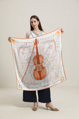 Elegant Silk Violins Scarf