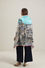 Red Piped Edges Silk Scarf