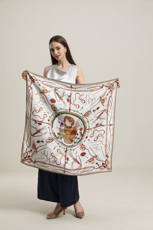 Pure Silk Little Girl Pattern Scarf