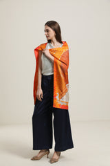 Silk Orange Design Scarf