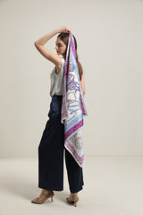 Silk Multiple Elements Purple Color Scarf