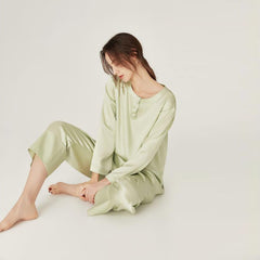 Silk Round Neck Pullover Pajamas Set