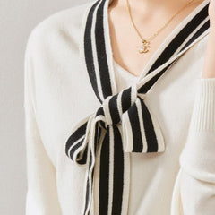 Elegant Ribbon Cashmere Sweater