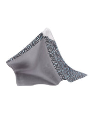 Dark Gray Patched And Printed Pocket Handkerchief - DAISYSILK UK
