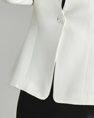 40 Momme Collarless Silk Blazer, Cream