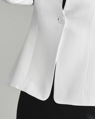 40 Momme Collarless Silk Blazer, White