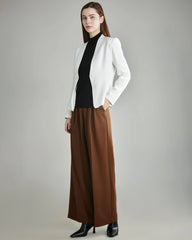 40 Momme Collarless Silk Blazer, White