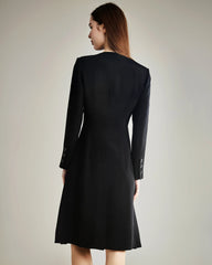 40 Momme Double-Breasted Silk Dress, Black