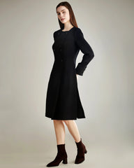 40 Momme Double-Breasted Silk Dress, Black