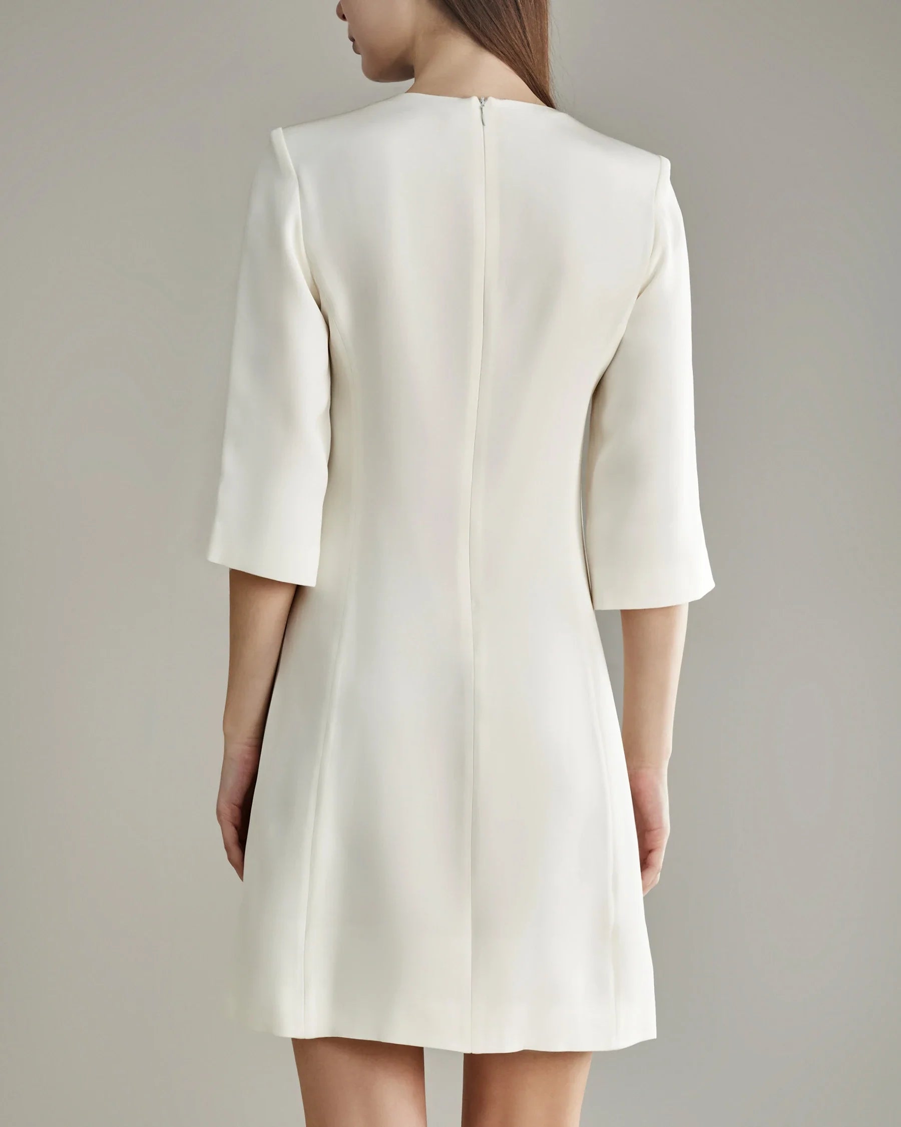 40 Momme Knee-length Silk Dress, Cream