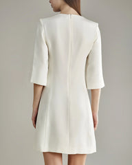 40 Momme Knee-length Silk Dress, Cream