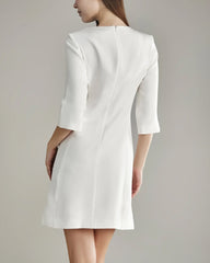40 Momme Knee-length Silk Dress, White