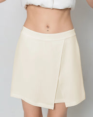 40 Momme Mini Wrap Silk Skirt, Cream