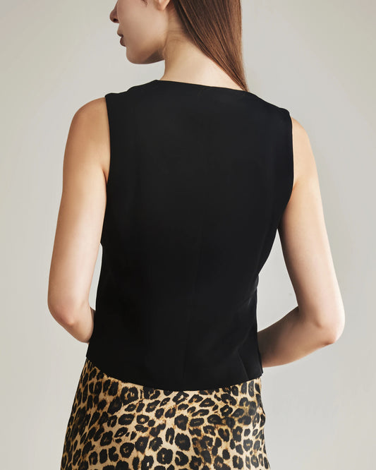 Women's Silk Suit Vest, Black