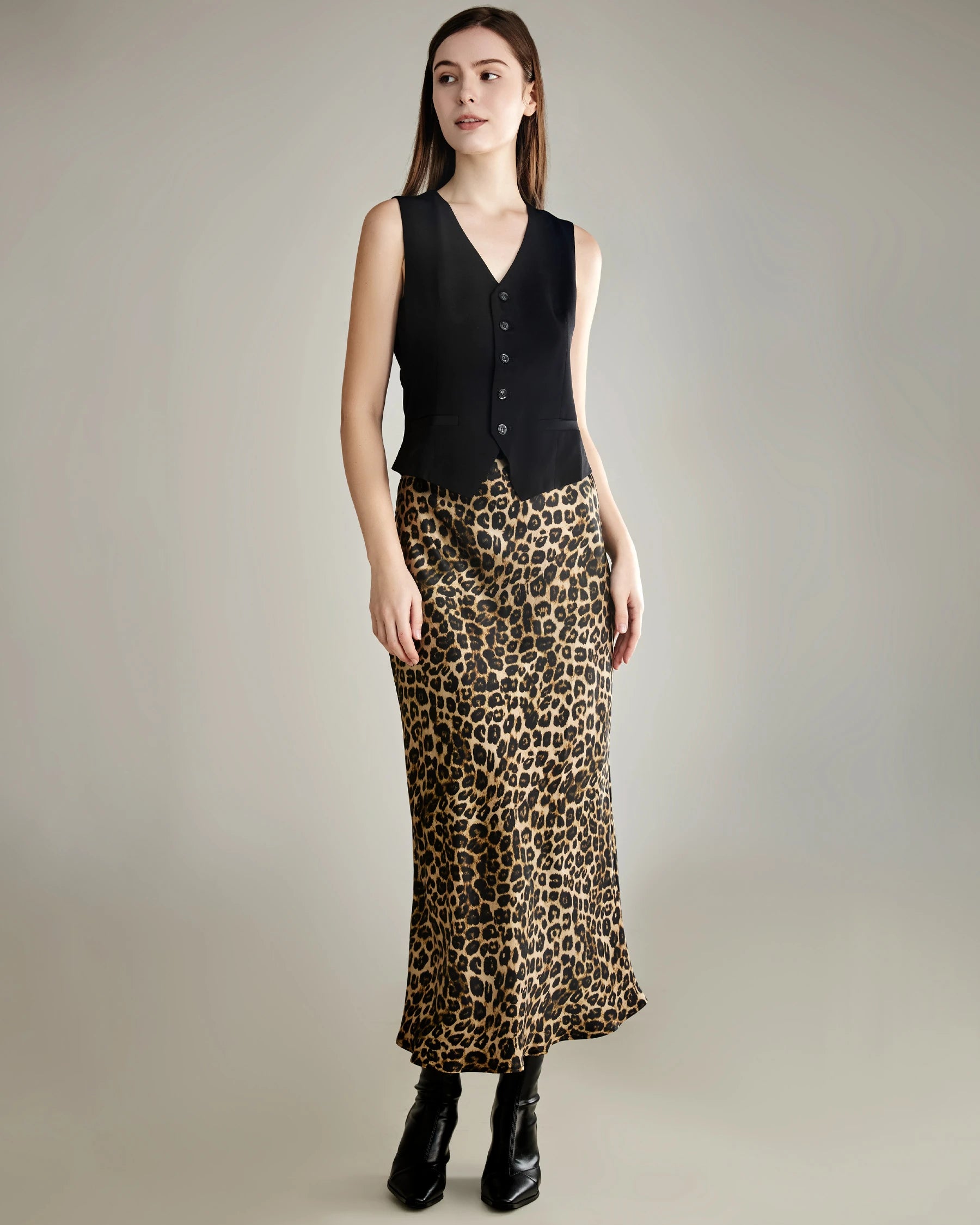 Women's Silk Suit Vest, Black