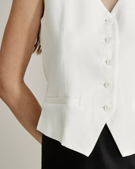 Women's Silk Suit Vest, White