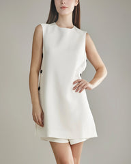 40 Momme Silk Tank Mini Dress and Shorts Set, White
