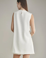 40 Momme Silk Tank Mini Dress and Shorts Set, White