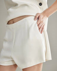 40 Momme Silk Tank Mini Dress and Shorts Set, White