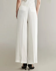40 Momme Wide Leg Silk Pants, White