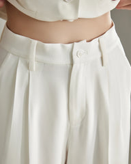 40 Momme Wide Leg Silk Pants, White