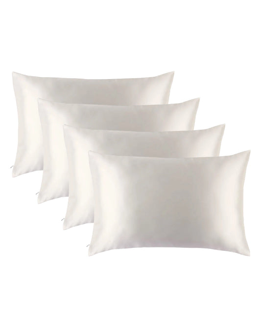 4PCS 19 Momme Silk Pillowcase with Hidden Zipper, Ivory