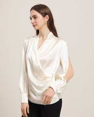 Women's Silk Blouse Shirts with Split Sleeves