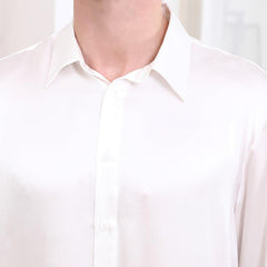 Classic Collar Silk Long Shirt For Men