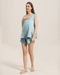 Silk Sleeveless Silk Two Piece Pajamas