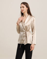 Long-Sleeved Silk Shirt With Belt