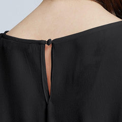 Silk Round Neck Lantern Sleeve Women Shirt