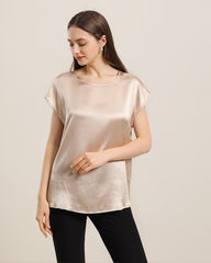 Women's Round Neck Short Silk T-Shirt
