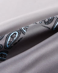 Dark Gray Patched And Printed Pocket Handkerchief - DAISYSILK UK