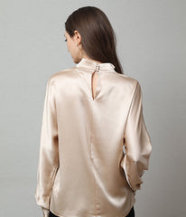 V-Neck Long Sleeve Silk Blouse