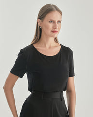 Women Round Neck Silk Knitted T-shirt