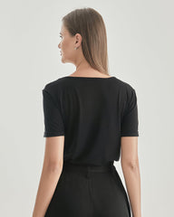 Women Round Neck Silk Knitted T-shirt