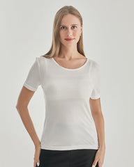 Women Round Neck Silk Knitted T-shirt