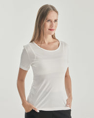 Women Round Neck Silk Knitted T-shirt