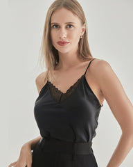Lace V-Neck Silk Camisole