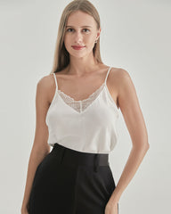 Lace V-Neck Silk Camisole
