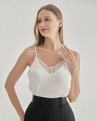 Lace V-Neck Silk Camisole