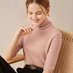 Short Sleeve Turtleneck Cashmere Sweater